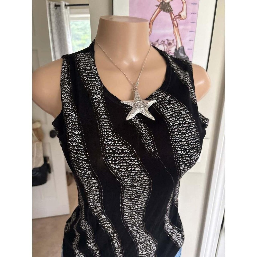 00s zebra abstract black tank top (size L) - Picture 2 of 5